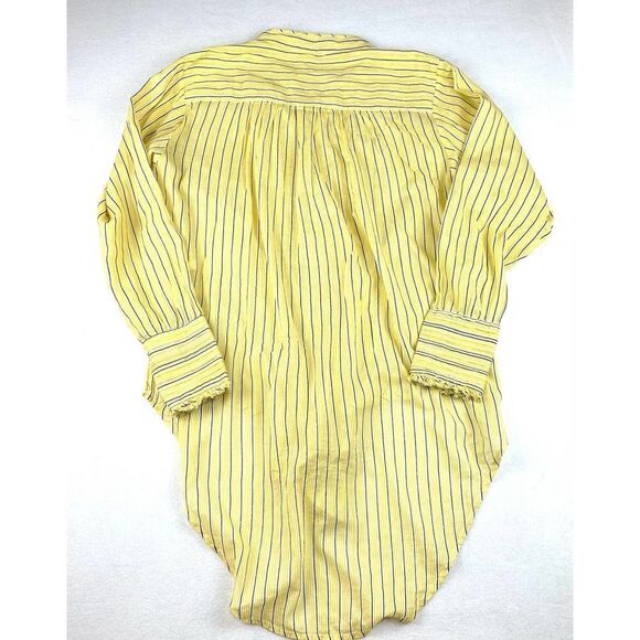 Free People FPone Yellow and Blue Striped Hand Printed Long Sleeve Top Women’s S - Picture 11 of 11